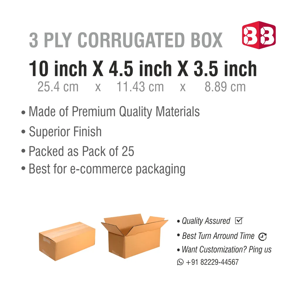 10x4.5x3.5 Inch Corrugated Box – Strong Kraft Ecommerce Shipping Box