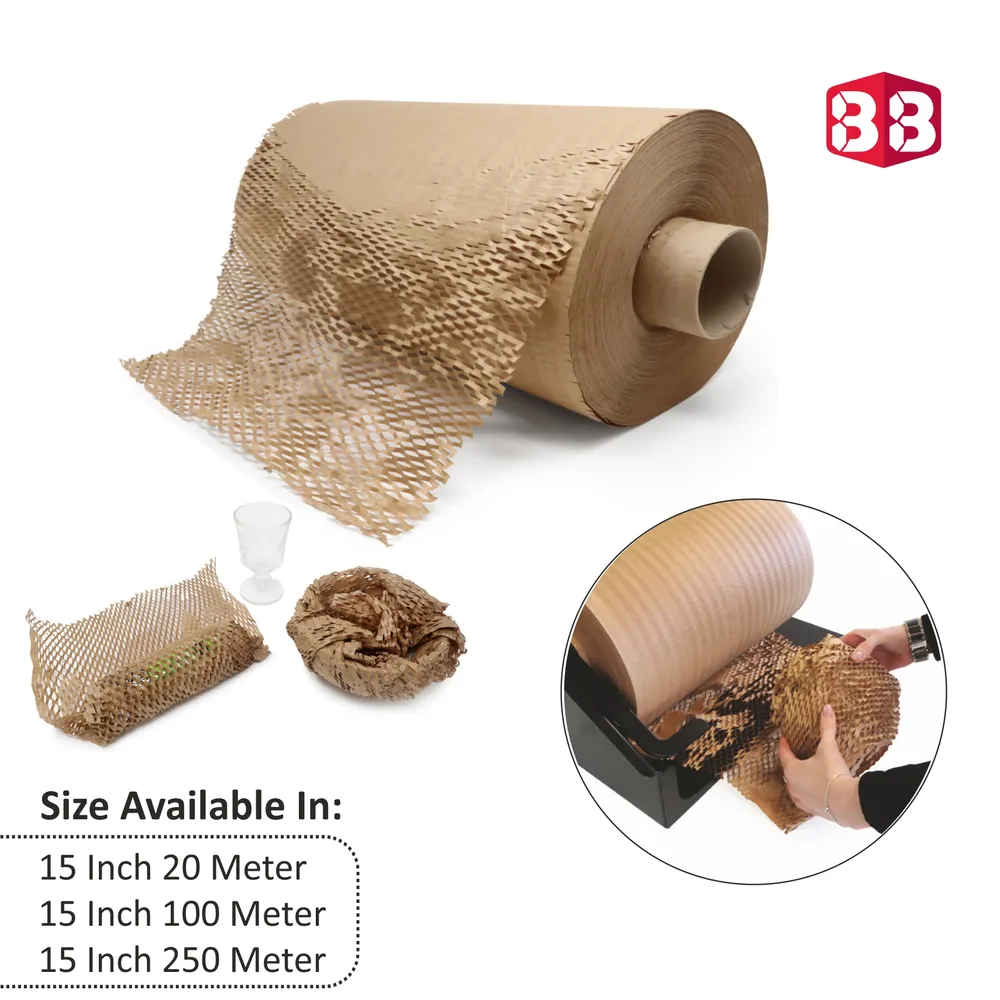 Box Brother Eco-Friendly Paper Bubble Wrap 15-Inch - 20m, 100m, and 250m Rolls for Sustainable Packaging