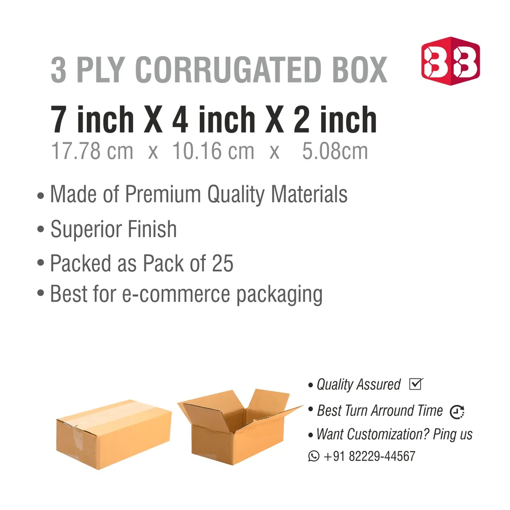 7x4x2 Inch 3 Ply Brown Corrugated Box for Small Product Packaging by Box Brother