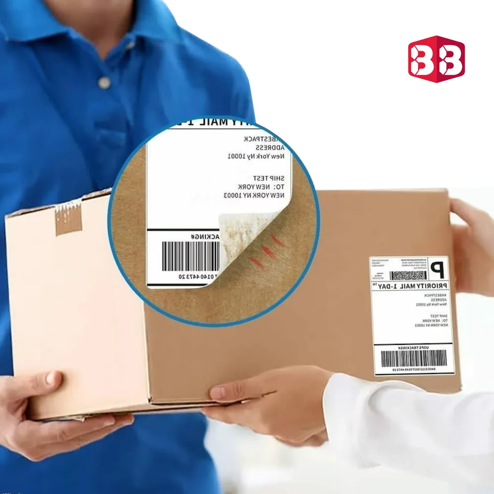 Box Brother Direct Thermal Barcode Labels 3x5 Inches 75mmx125mm - 400 White Self-Adhesive Stickers for Shipping and Packaging