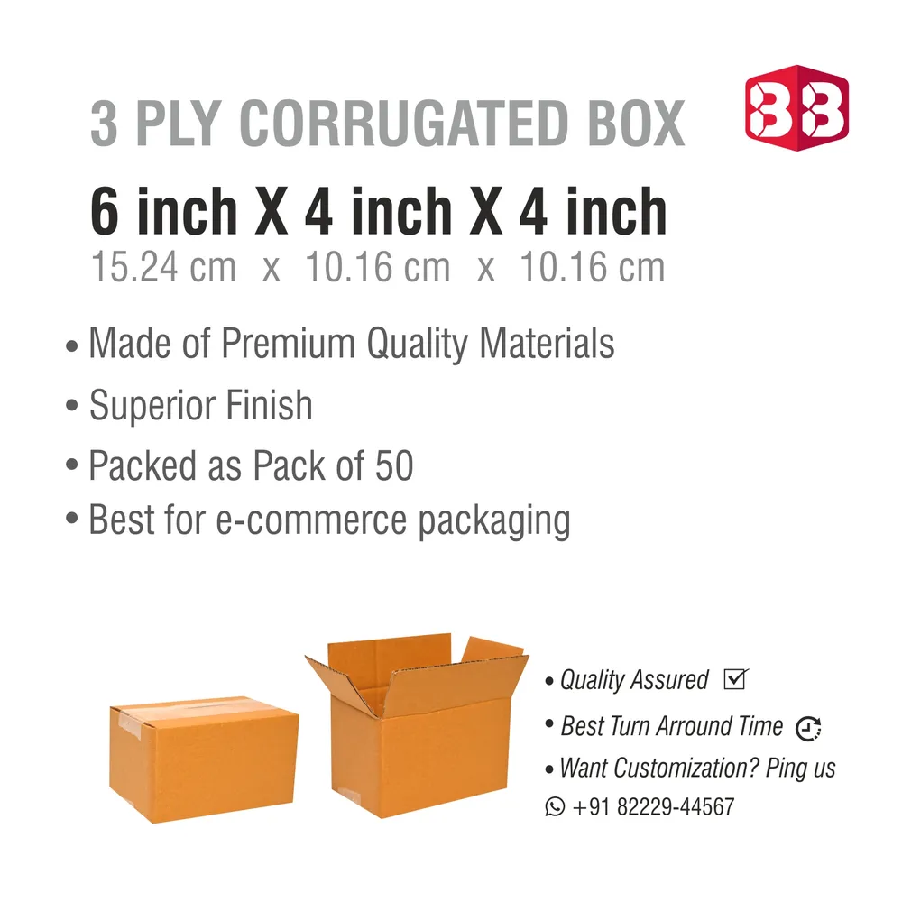 Ply Brown Corrugated Moving Box 6x4x4 Inch for Packaging and Shipping