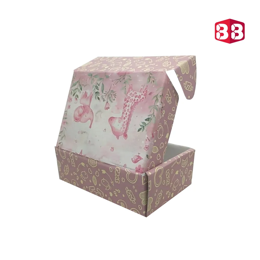 Box Brother Multicolor Pre-Printed Jungle themed Pink Gift Flap Box Size 6x4x2 | 3 Ply Corrugated Boxes