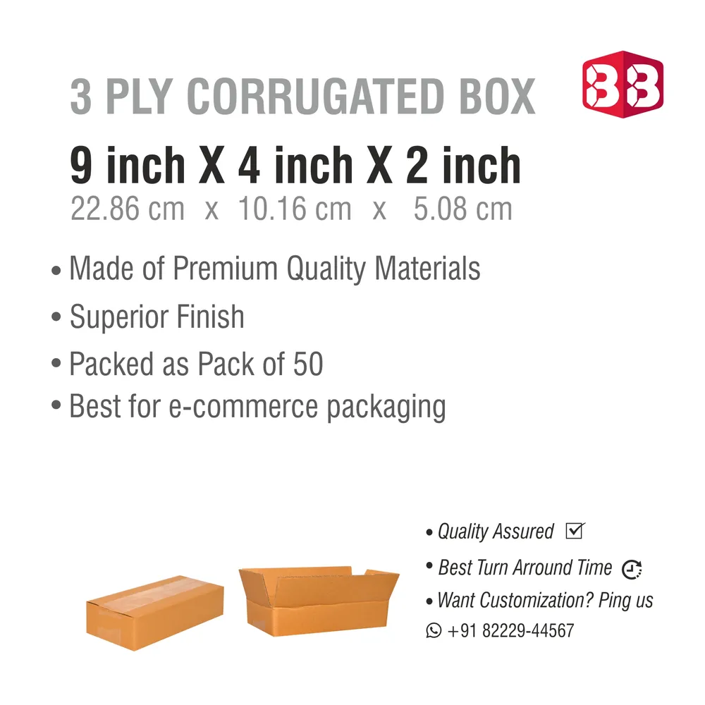8x5x2 Inch 3 Ply Slim Corrugated Box for Ecommerce and Flat Product Packaging