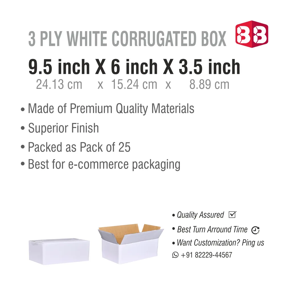 9.5x6x3.5 Inch White Flap Box – Your Go-To for Stylish & Safe Packaging