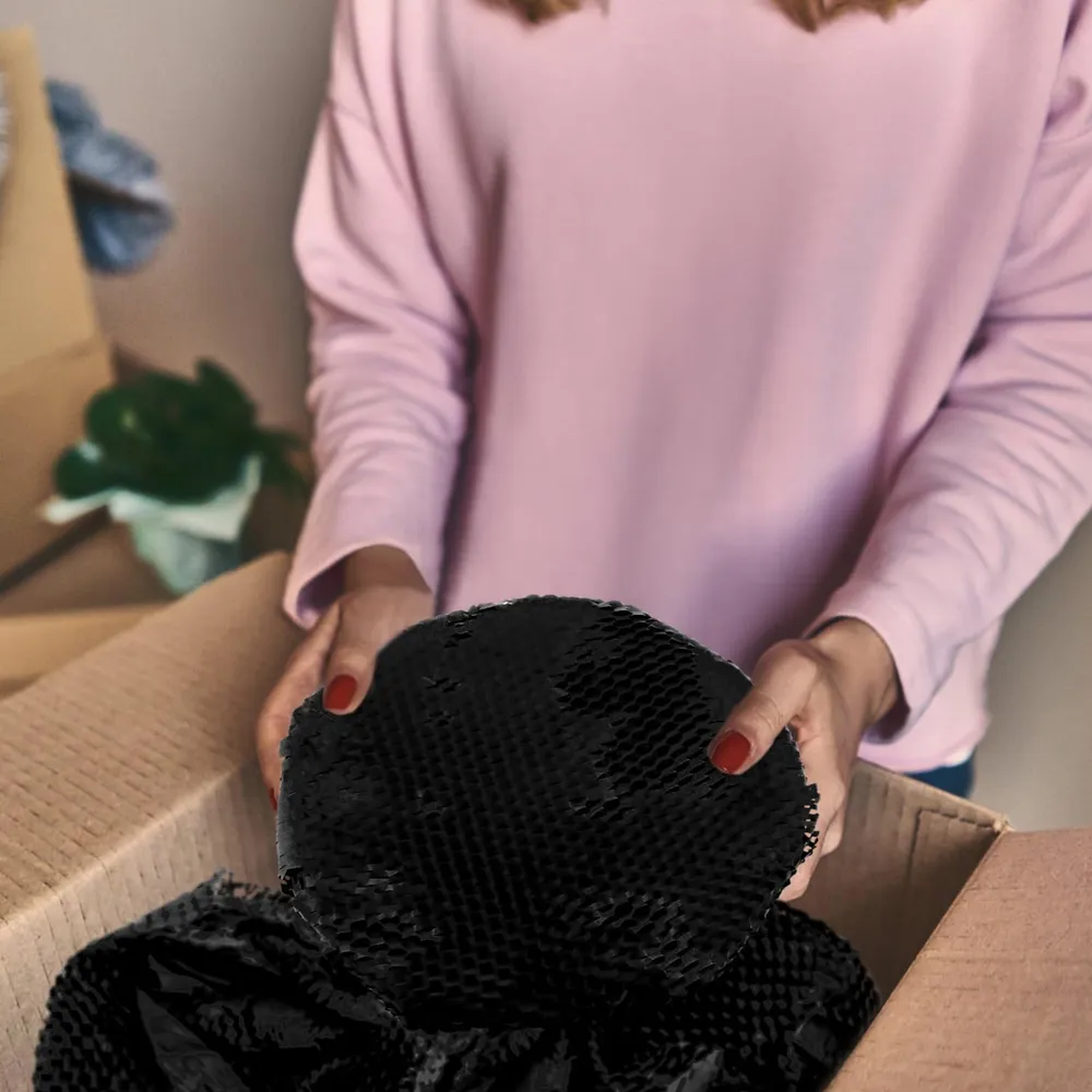 black paper bubble wrap