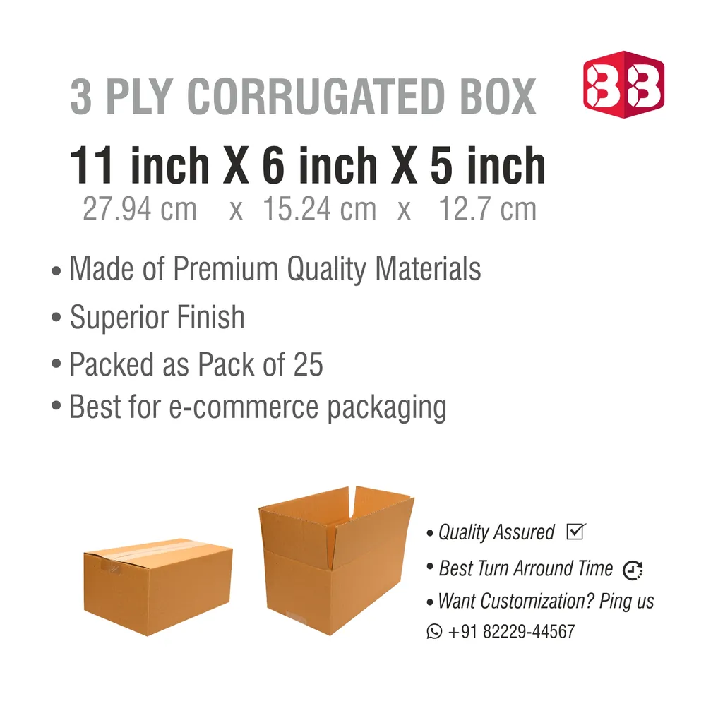 11x6x5 Inch Corrugated Box – Kraft Packaging by Box Brother
