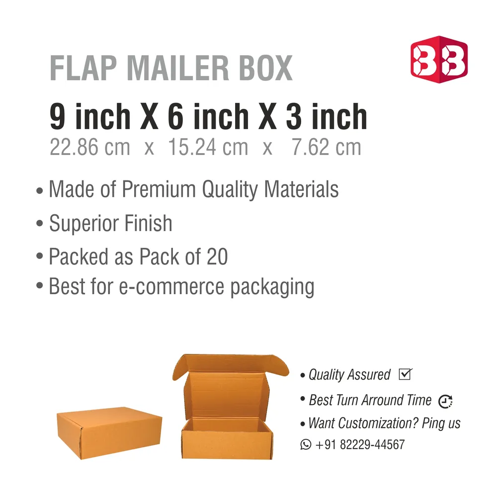 9x6x3 Inch Brown Corrugated Flap Box – Eco Packaging for Premium Gifts