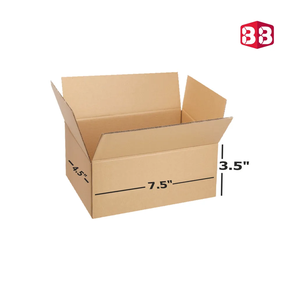 7.5x4.5x3.5 Inch 3 Ply Brown Corrugated Box by Box Brother for Ecommerce & Shipping