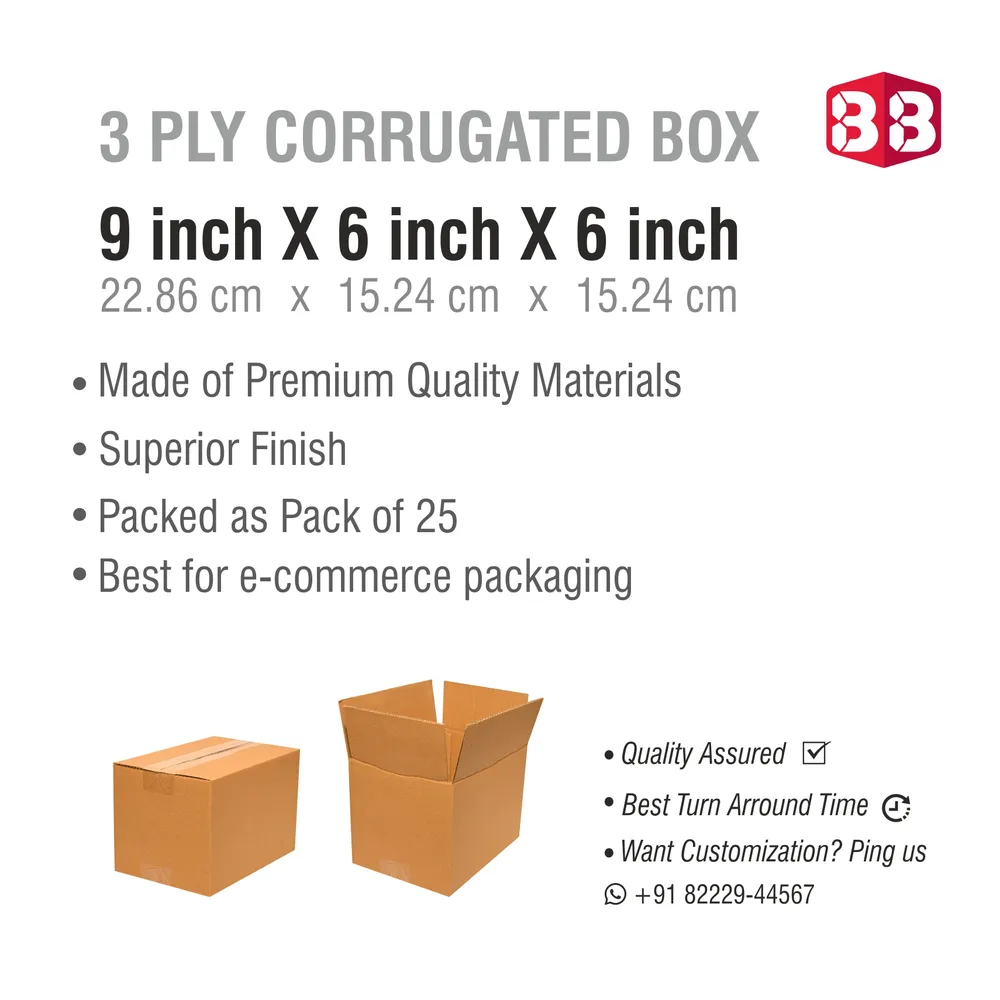 9x6x6 Inch Corrugated Box – Strong Brown Kraft Packaging by Box Brother