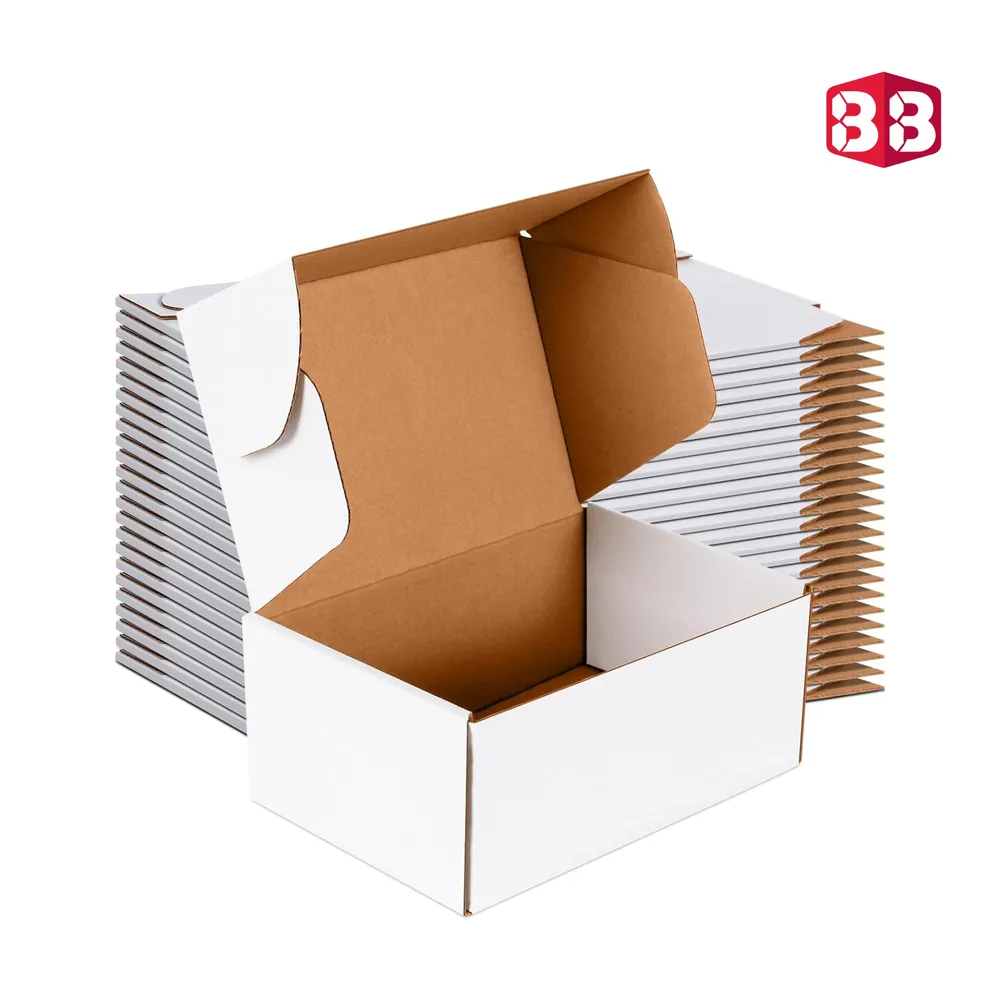 Box Brother 3 Ply White Corrugated Flap Box Size 14x13x2.5 Inch I  Large Kraft Box for Clothing, Calendars, and Flat Product Shipping