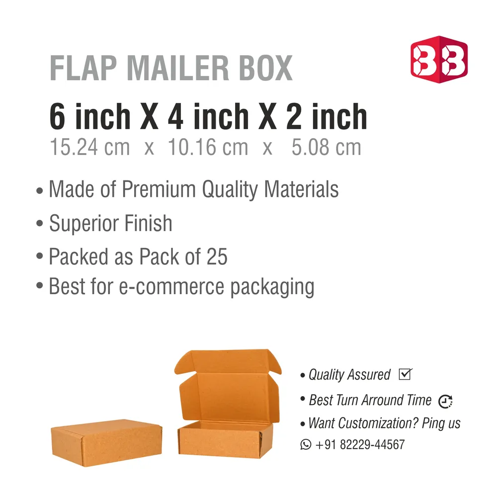 6x4x2 Inch Brown Flap Box – Small Kraft Packaging for Soap & Jewelry