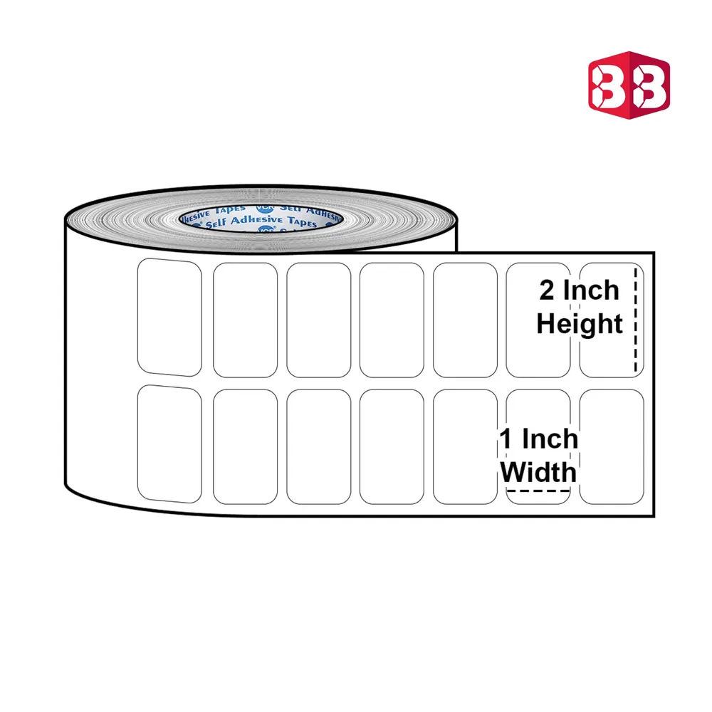 Box Brother Direct Thermal Barcode Labels 1x2 Inches 25mmx50mm - 2,000 White Self-Adhesive Stickers for Packaging