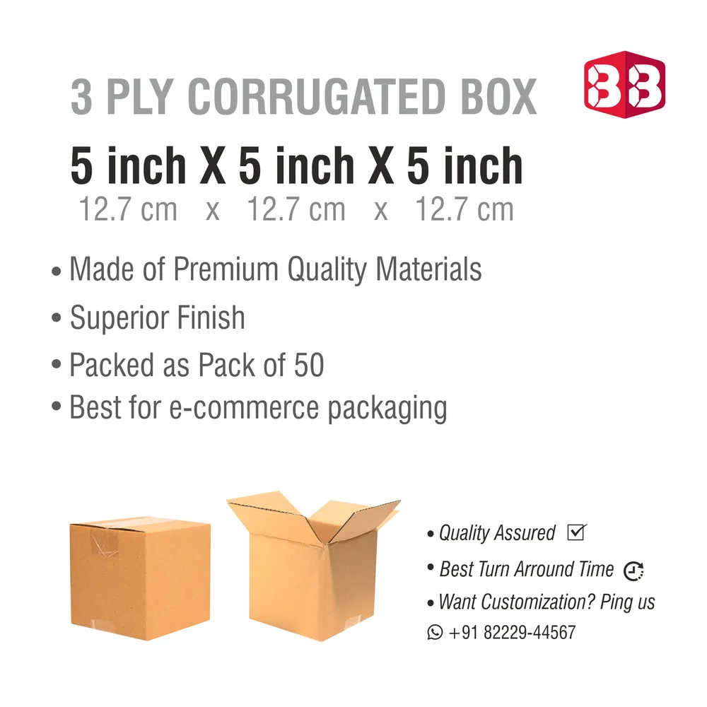 Shop Box Brother’s 5x5x5 inch 3 Ply Square Box – Durable, eco-friendly & ideal for shipping. Get 15% off + fast PAN-India delivery on bulk orders!