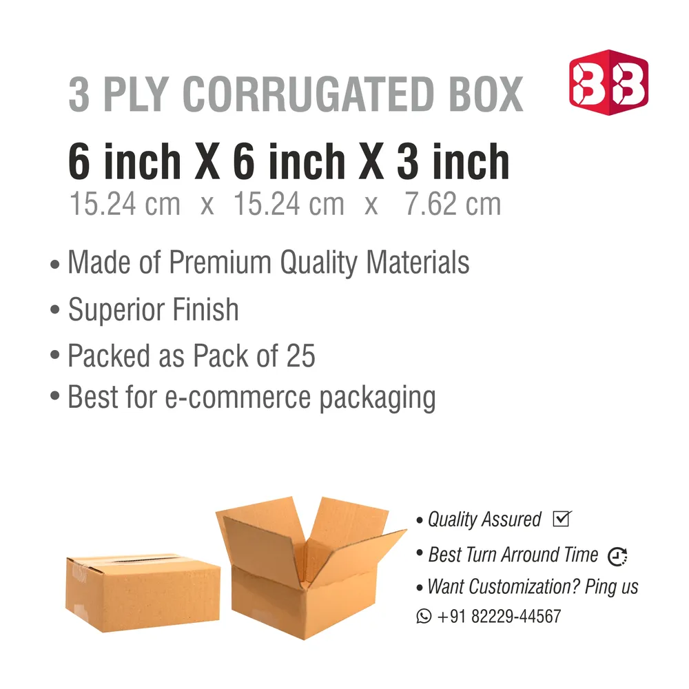 Box Brother 6x6x3 Inch Brown Corrugated Box for Shipping and Ecommerce Packaging