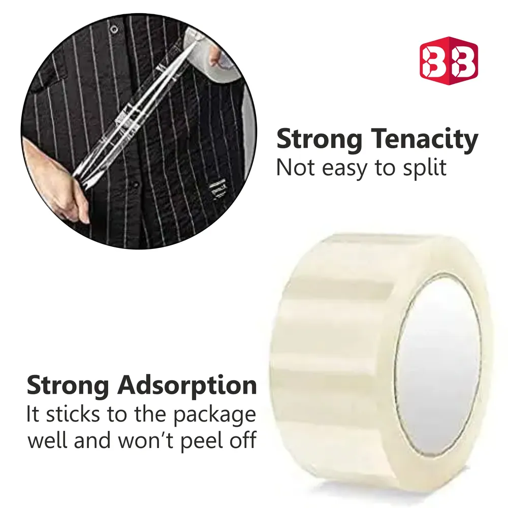 Box Brother Heavy-Duty Self-Adhesive BOPP Cello Tape – 2 Inch x 220 Meter Long Roll for Industrial Packaging