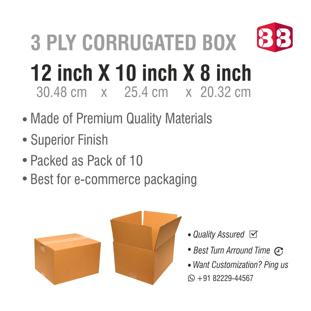 12x10x8 Inch Corrugated Box – Heavy-Duty Kraft Box for Large Shipments