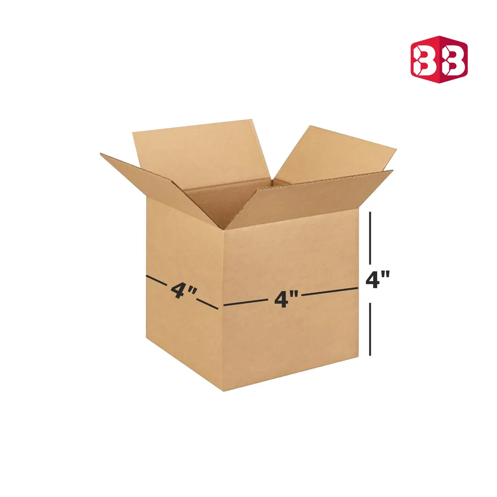 4x4x4 Inch 3-Ply Brown Corrugated Box – Sturdy, Recyclable, and Ideal for E-Commerce Packaging & Shipping.