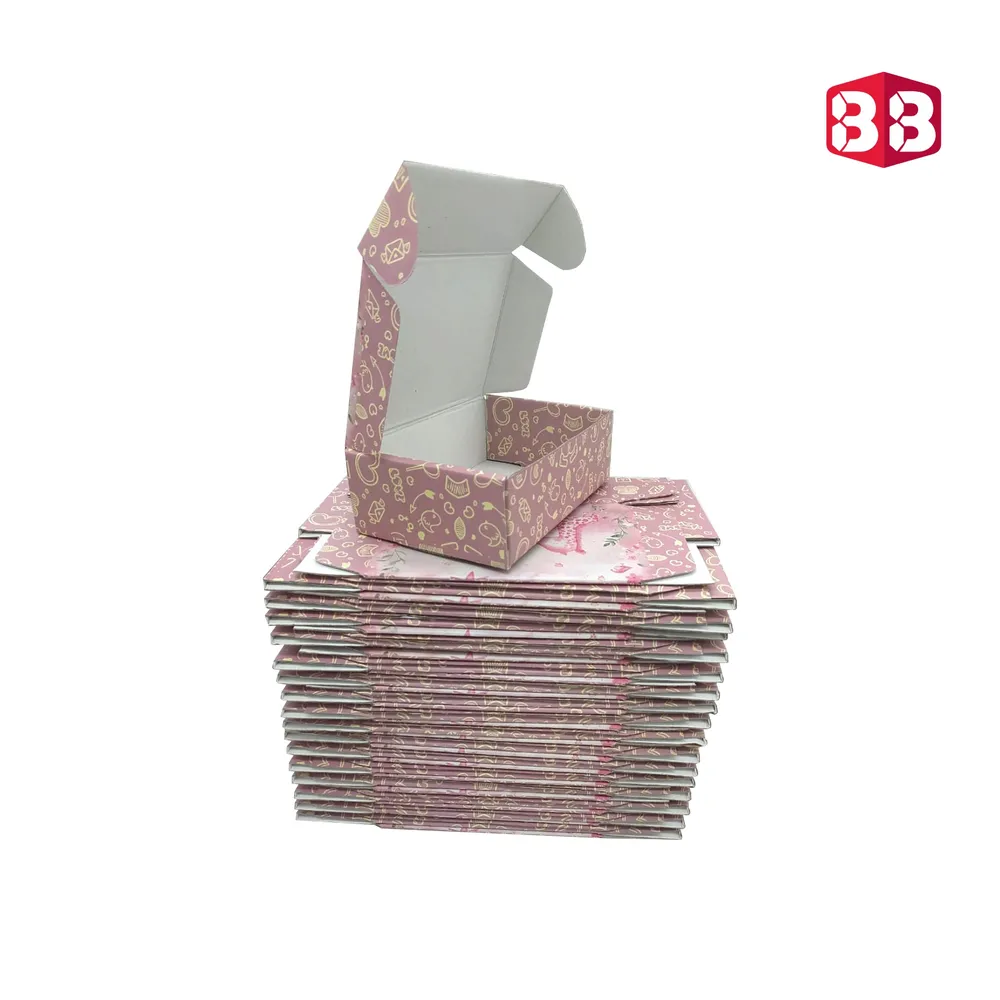 Box Brother Multicolor Pre-Printed Jungle themed Pink Gift Flap Box Size 6x4x2 | 3 Ply Corrugated Boxes