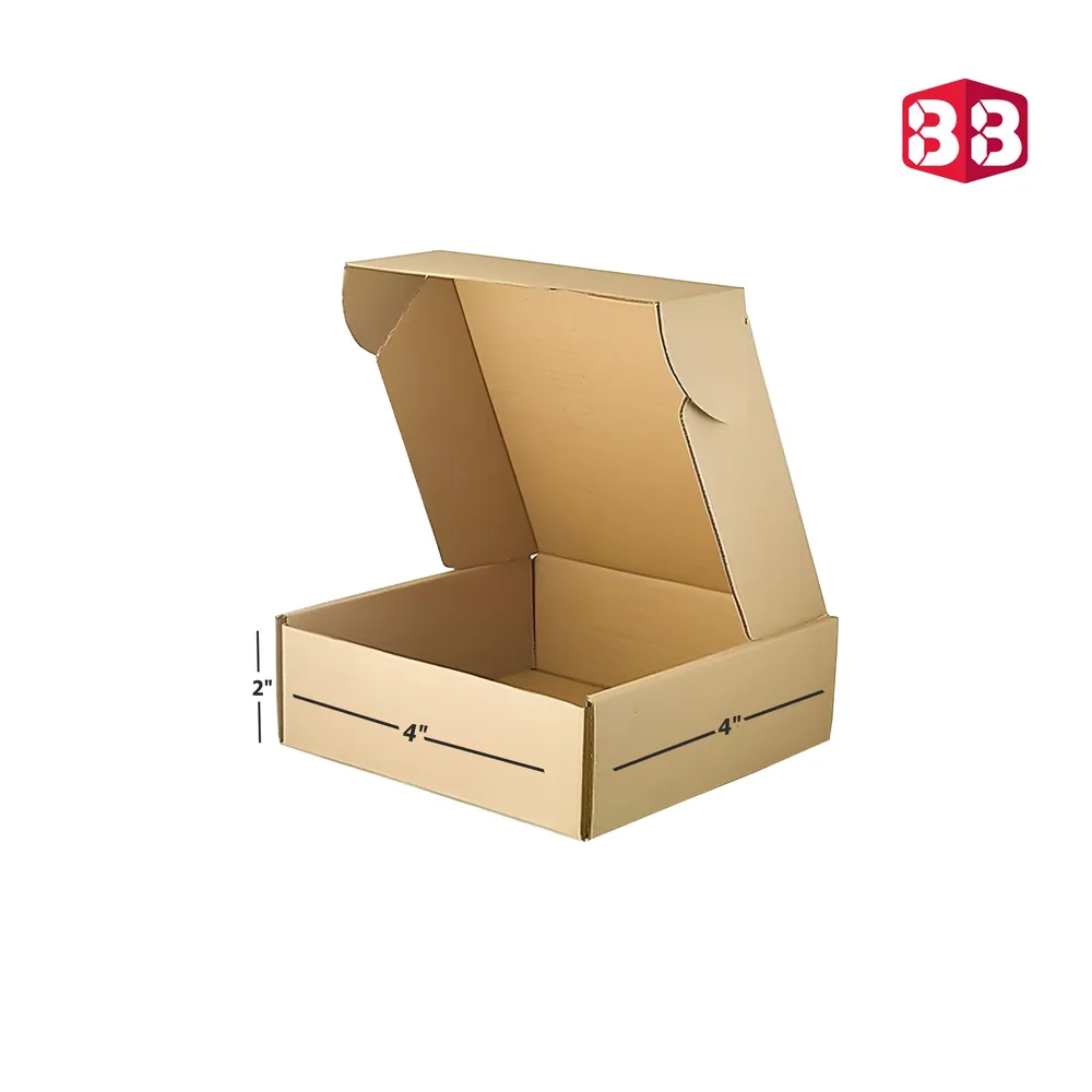 4x4x2 Inch Corrugated Flap Box – Brown Mini Packaging Box for Small Items