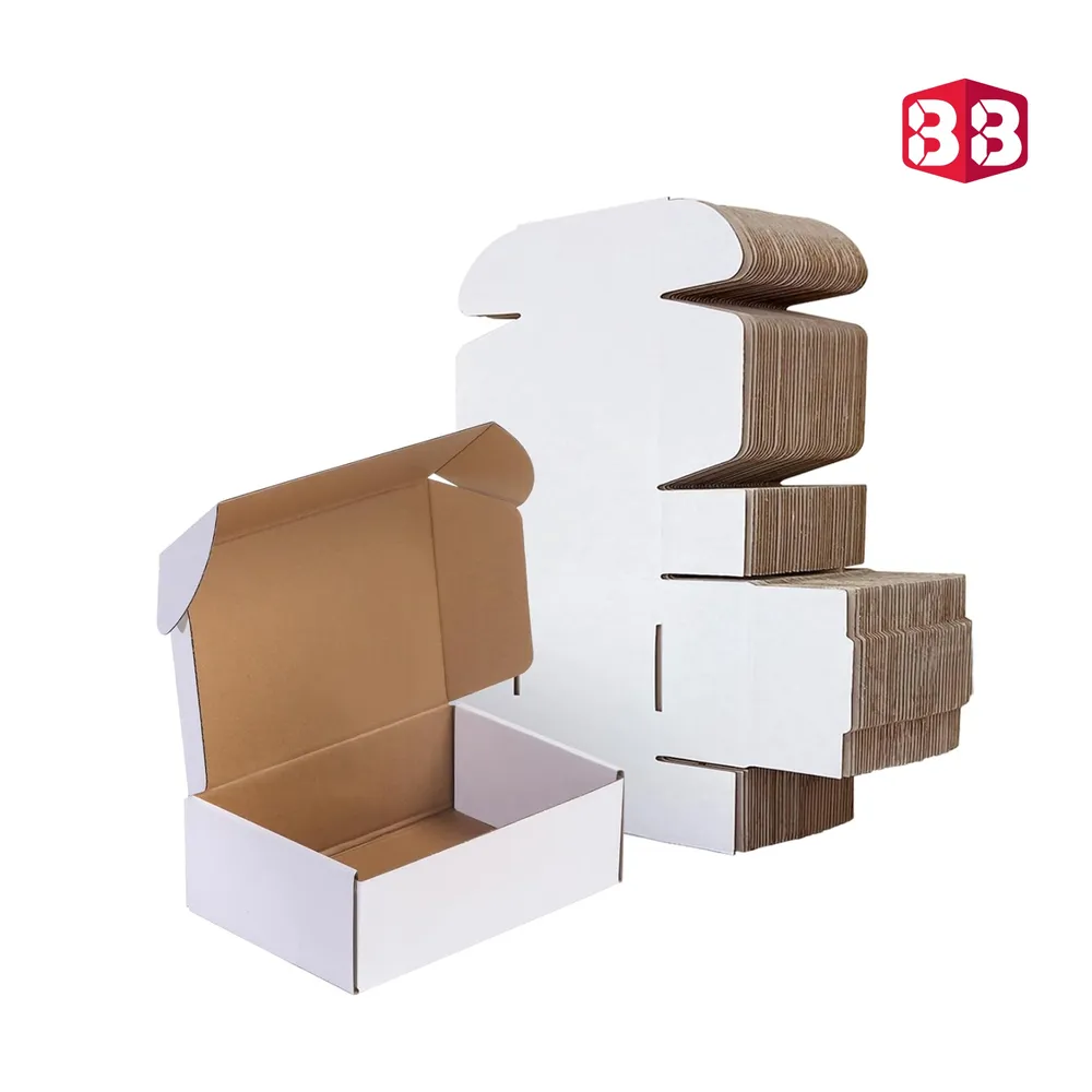 Box Brother 3 Ply White Corrugated Flap Box Size 14x13x2.5 Inch I  Large Kraft Box for Clothing, Calendars, and Flat Product Shipping