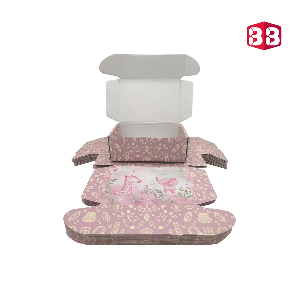 Box Brother Multicolor Pre-Printed Jungle themed Pink Gift Flap Box Size 6x4x2 | 3 Ply Corrugated Boxes