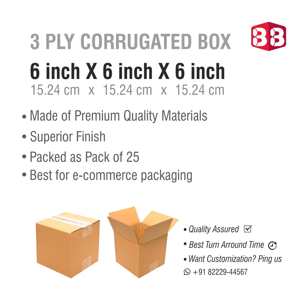 Box Brother 6x6x6 Inch Brown Corrugated Cube Box for Packaging and Shipping